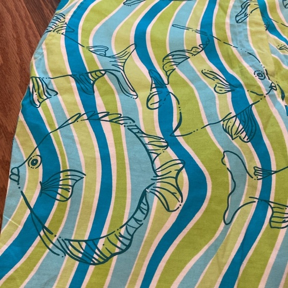 Lilly Pulitzer Vtg Fish Print Crop Pant Womens Size 10 Green Blue Funky Retro - Picture 5 of 8